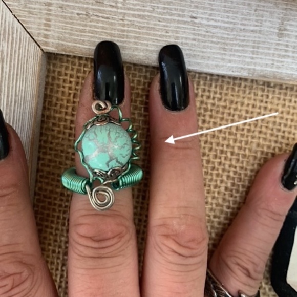 Auqua Steampunk Ring and Earrings Set - Picture 5 of 6